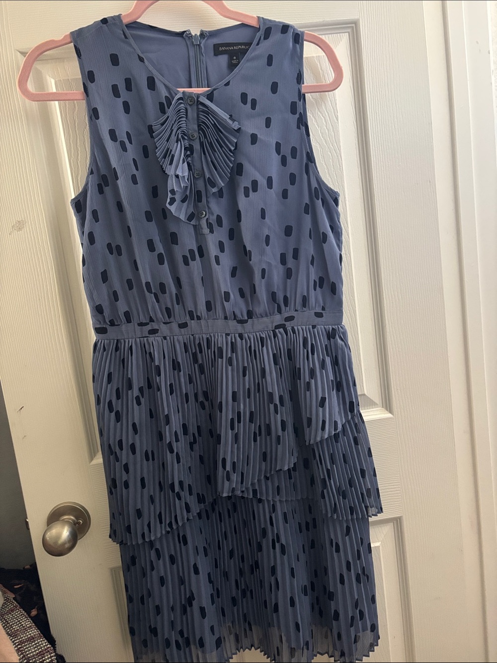 Banana Republic Girls Blue Dress with Navy Dot Pleats